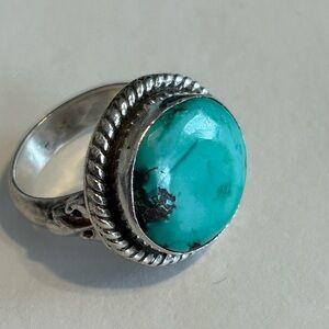 Vintage Sterling 925 Turquoise Statement Ring Size 6